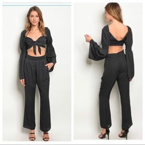 Black with white design short classy top